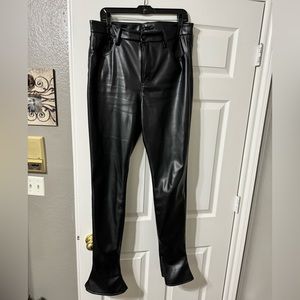 Good American FAUX LEATHER MICRO BOOTCUT PANTS SIZE 14 /32